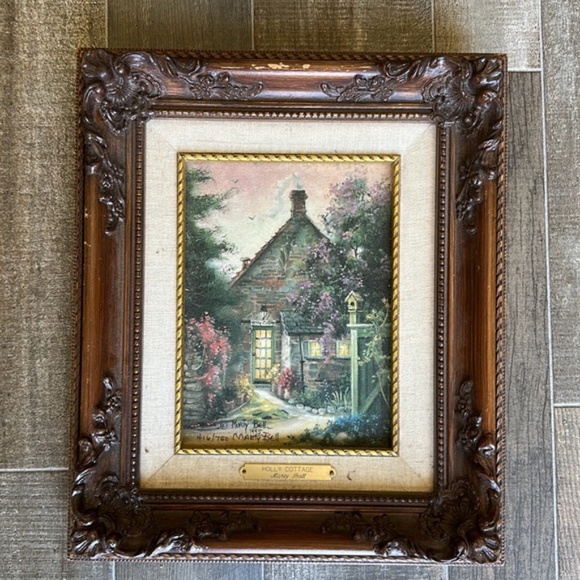 Holly Cottage Marty BELL auténtic original paint 1995 #416/750 8x6 canvas wood - Picture 1 of 8